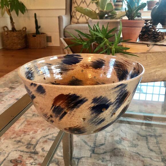 Vintage Handmade Ceramic Colander, Pottery Strainer, Berry Bowl, 90s - Picture 1 of 9